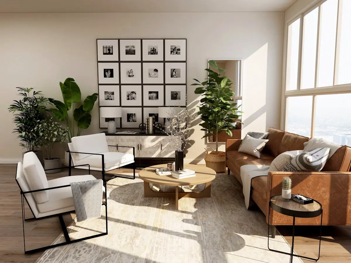 Espaço residencial iluminado e acolhedor